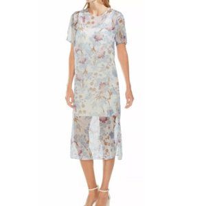 Vince Camuto size XS sheer short sleeve MYSTIC BLOOMS spring summer slip dress